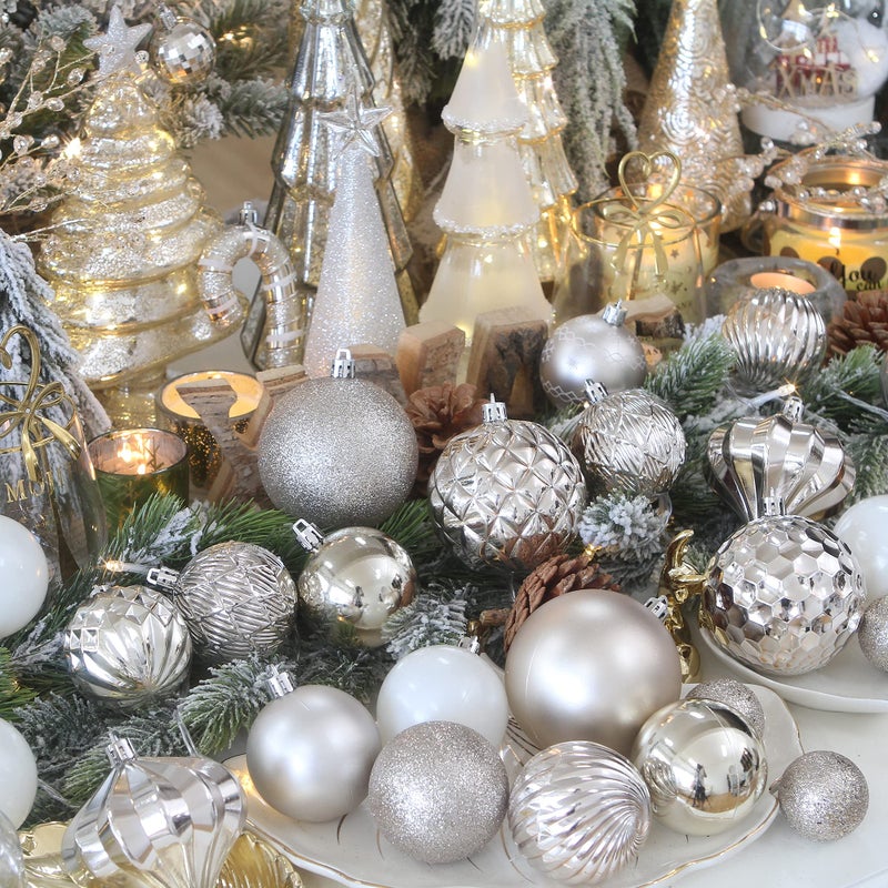 Sea Team 21-Pack Christmas Ball Ornaments with Strings, 80mm/3.15-Inch Large Size Baubles, Shatterproof Plastic Christmas Bulbs, Hanging Decorations for Xmas Tree, Holiday, Wedding, Party, Champagne - Image 4